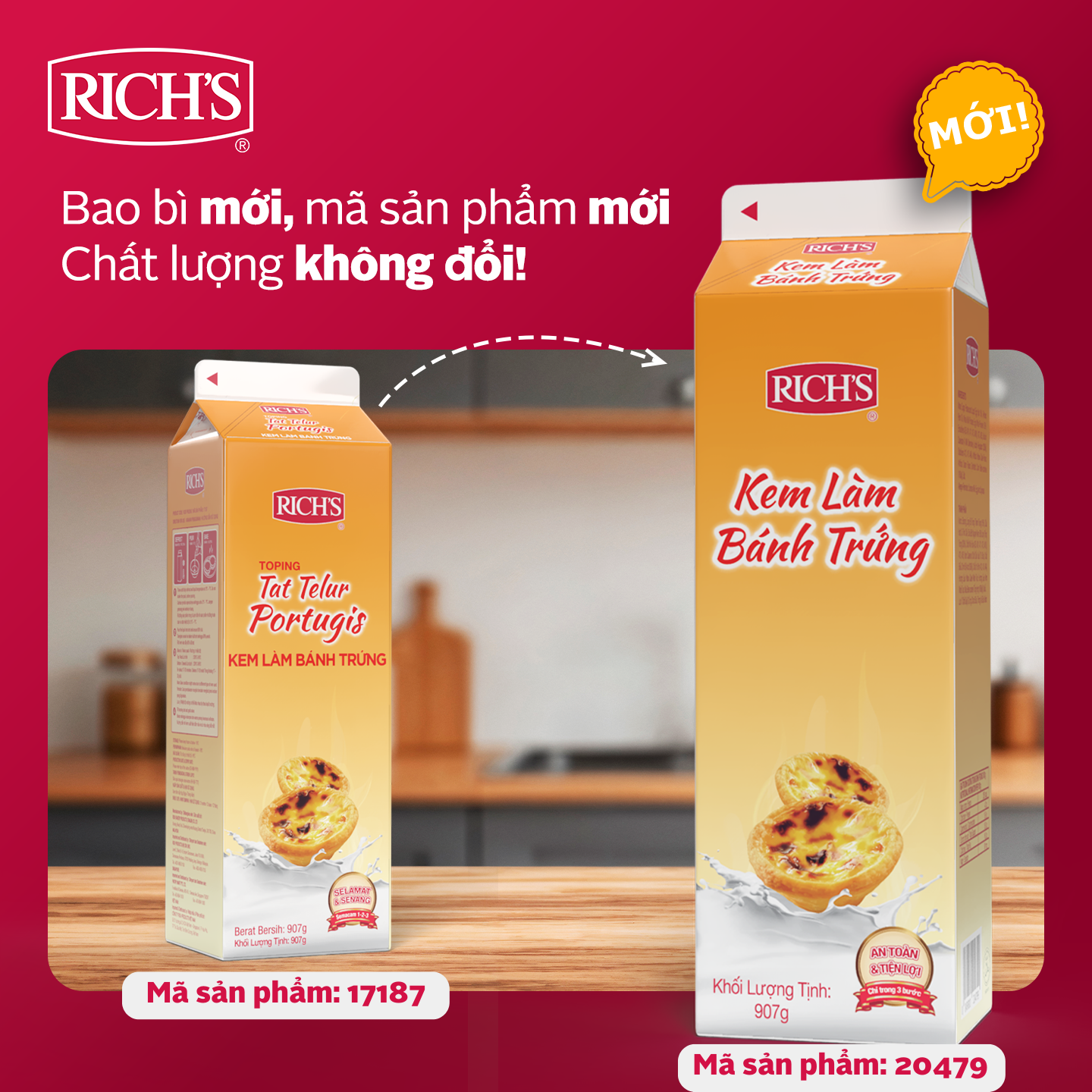 THAY ĐỔI BAO BÌ VÀ MÃ SẢN PHẨM KEM LÀM BÁNH TRỨNG RICH’S - Rich ...